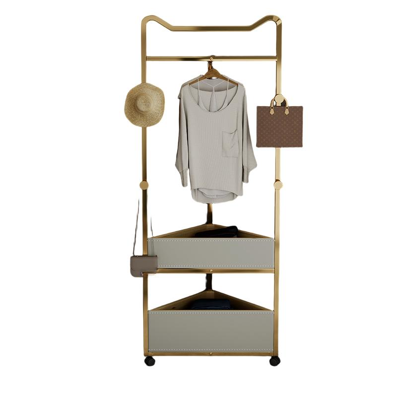 Simplistic Hall Tree with Stockroom, 2 Shelves, Stainless Steel Frame, and Alloy Hook
