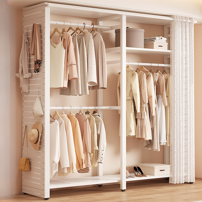 Chalk Minimalist Coat Rack with Stockroom Storage and Alloy Frame