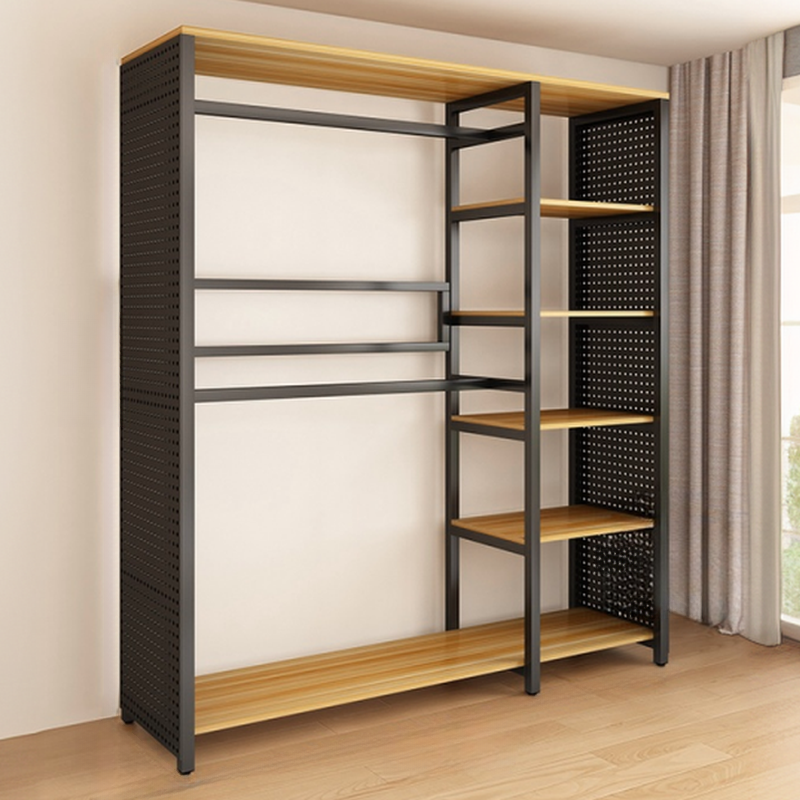 Ink Minimalist Coat Rack with Stockroom Storage, 5 Shelves/2 Shelves, and Steel Frame