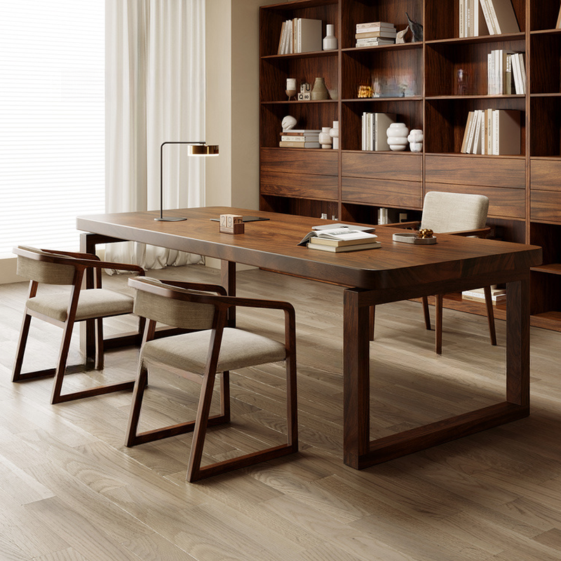 Brown Trendy Office Conference Table with Rectangular Genuine Wood Top for 8/6/4 Seats