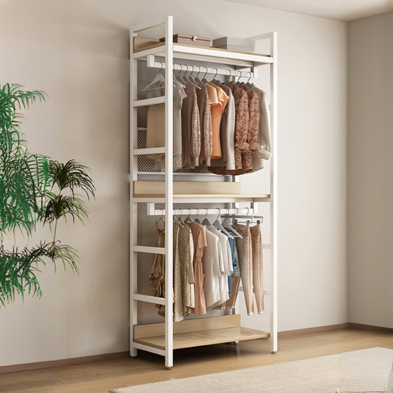 Wood Grain Modish Hall Rack with Steel Container Storage