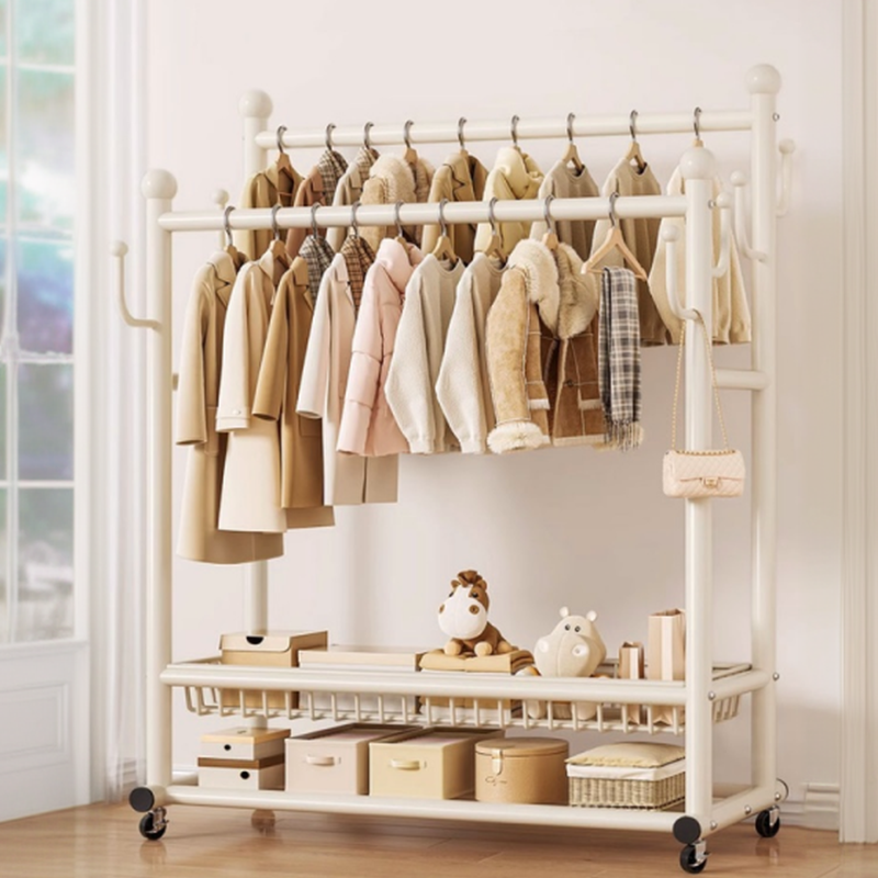 1 Basket & 1 Shelf Modern Alloy Hall Tree with Receptacle & Alloy Hook