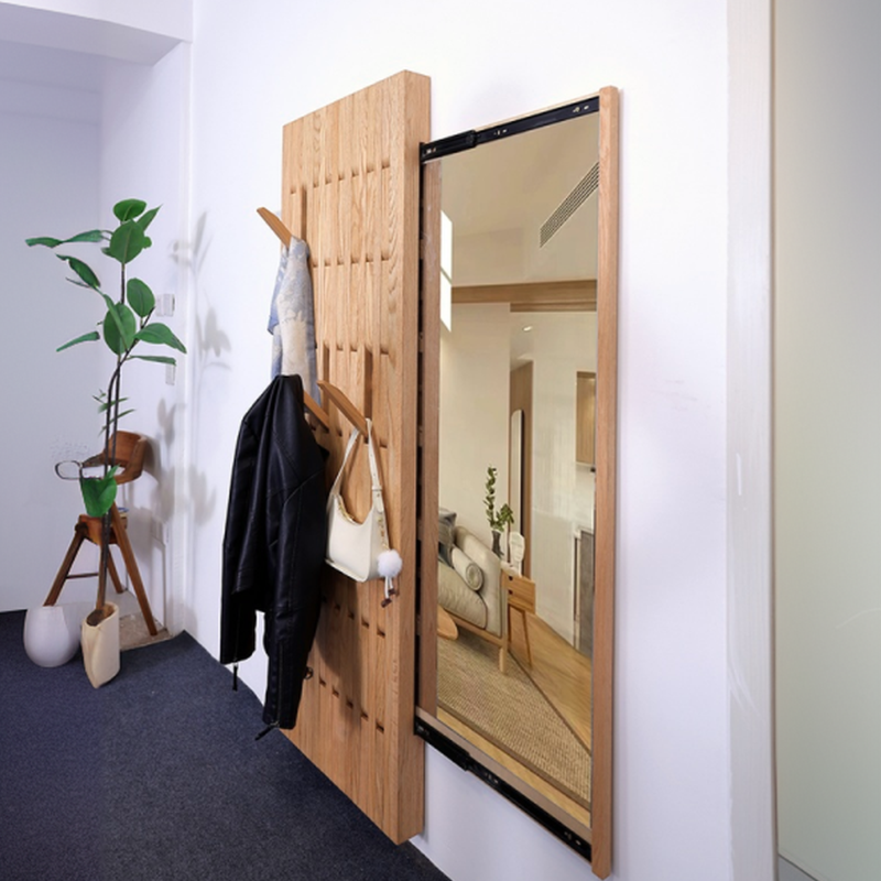 Trendy Floating Mount Coat Tree with Back Plate and Mirror