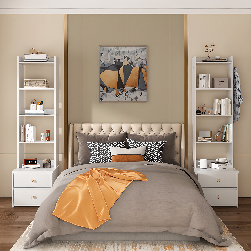 Modish Open Shelf Nightstand with Engineered Wood and 4/3/2 Shelves