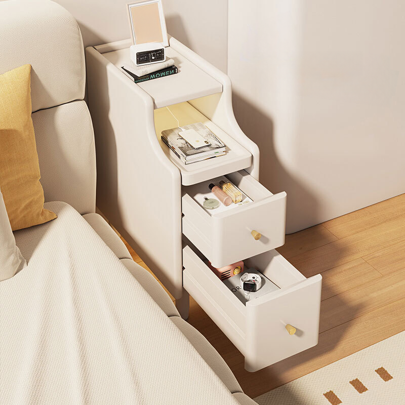 Modish Drawer Storage Bedside Table with Engineered Wood, 2 Drawers, 1 Shelf, and Leg