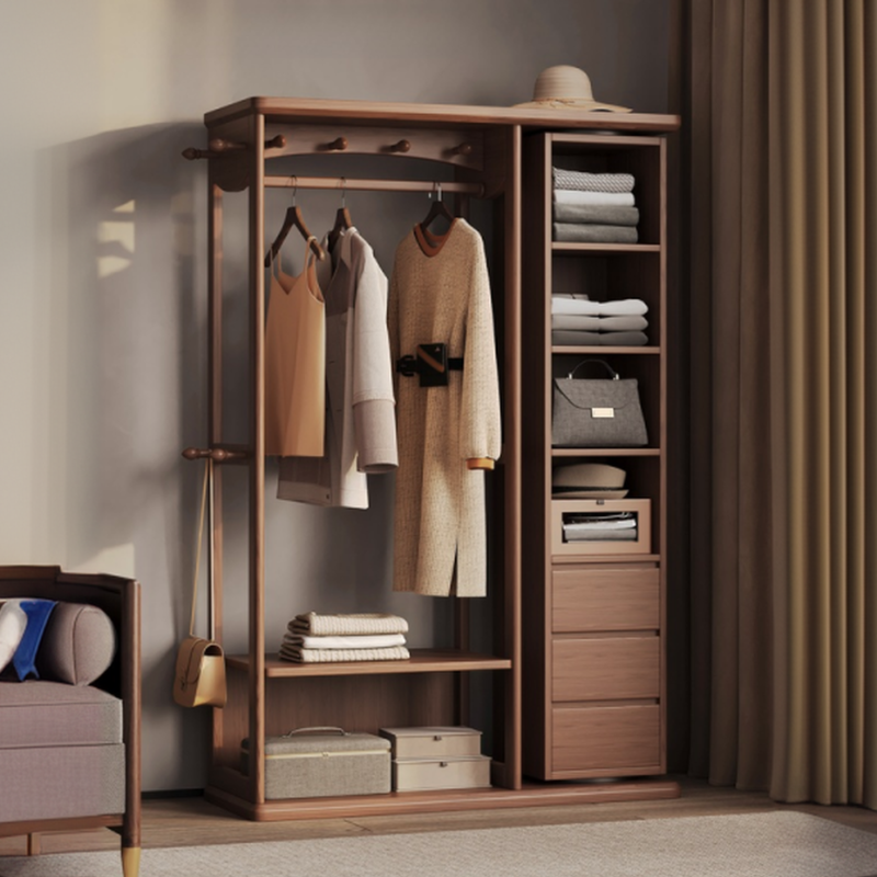 Modish Hall Rack with 6 Shelves and Mirror