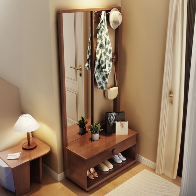 Simplistic Coat Tree with Mirrored and Shoe Rack