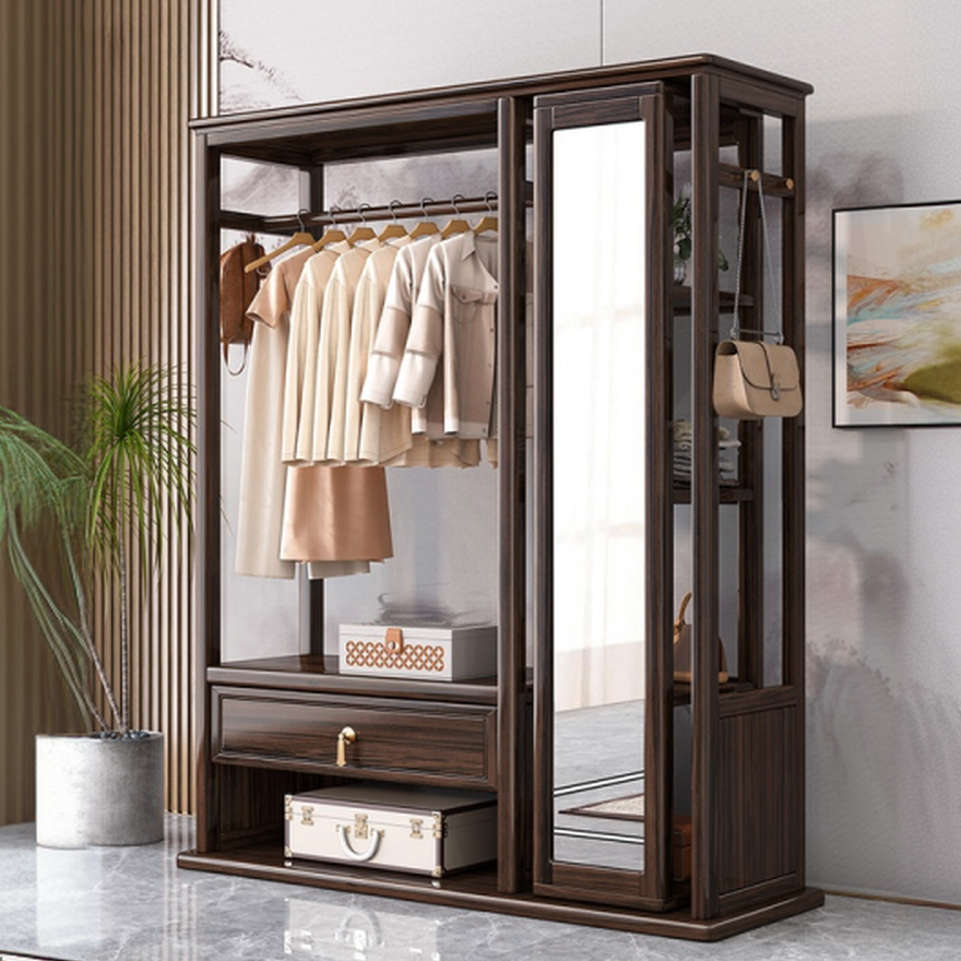 Minimalist Coat Rack with 4 Shelves and Mirroring