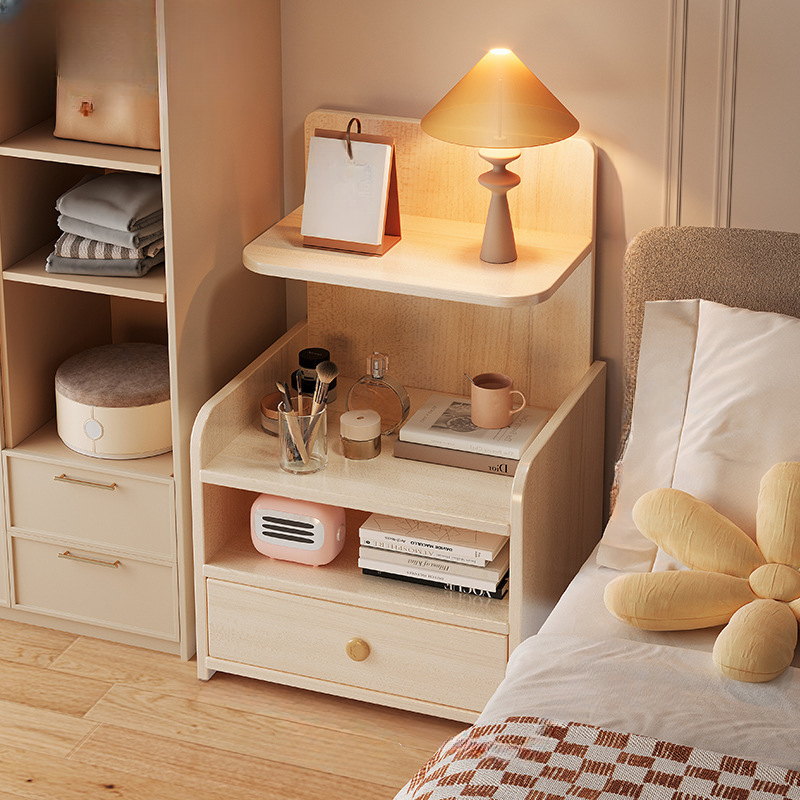 Modish Engineered Wood Open Shelf Nightstand with 2 Shelves