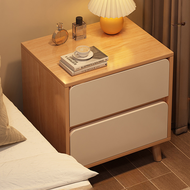 Modish Engineered Wood Open Shelf Nightstand with Basket