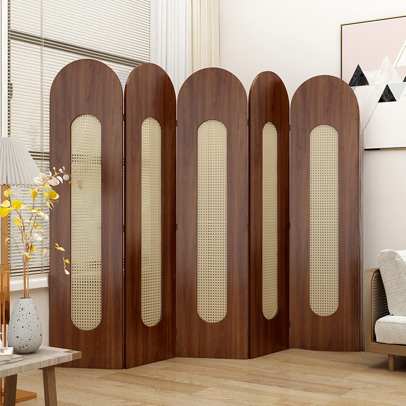 Modern Simple Style Indoor Translucent Cane Room Divider Partition, Folding with 5 Panels/4 Panels/3 Panels, Independent