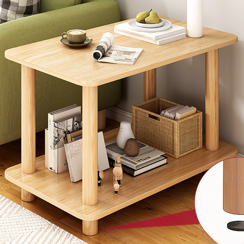 Modern Simple Style Drawing Room Chairside Table with 4 Legs, Composite Wood, Gray/White/Cocoa Rectangle/Square Top and Shelf