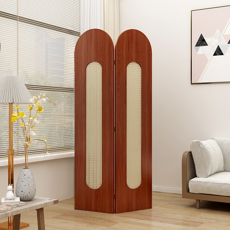 Room Divider in Art Deco Style for Indoor Use with Translucent Light Filtration, Compact Design, Available in 5 Panels/4 Panels/3 Panels, Made of Cane, and Detached