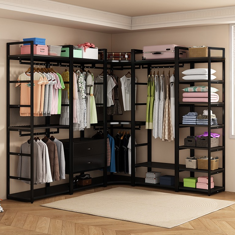 Midnight Black Simplistic Hall Tree with Stockroom, 3 Drawers/2 Drawers, 3 Shelves, Steel Frame, and Wood Bench