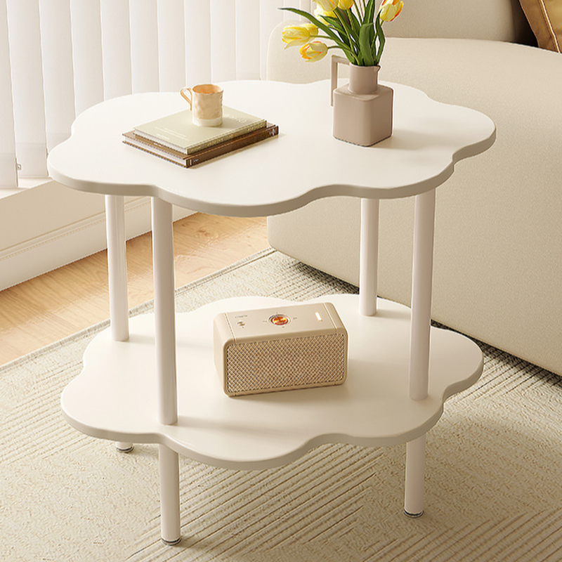 Chairside Table in Composite Wood with Azure/Lime Green Asymmetrical Top