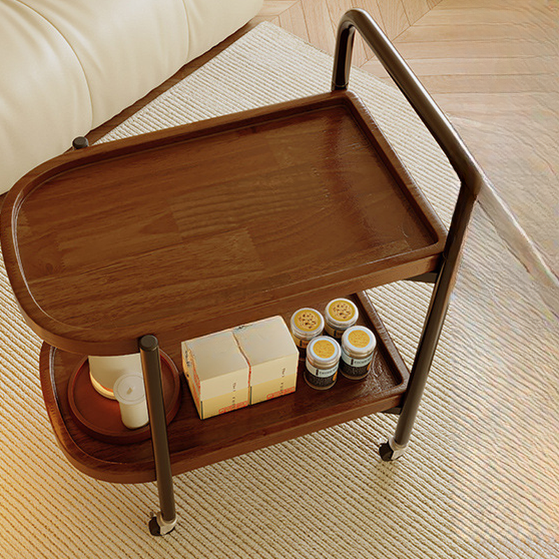 Rubberwood Swivel Portable Chairside Table