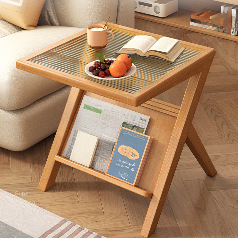 Casual Transparent Chairside Table with Magazine Rack