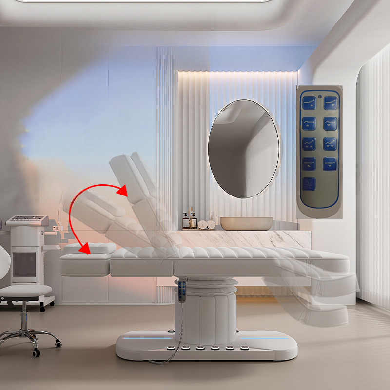 Metal Height-adjustable Facial Bed with Rectangle Top and Cylinder Base