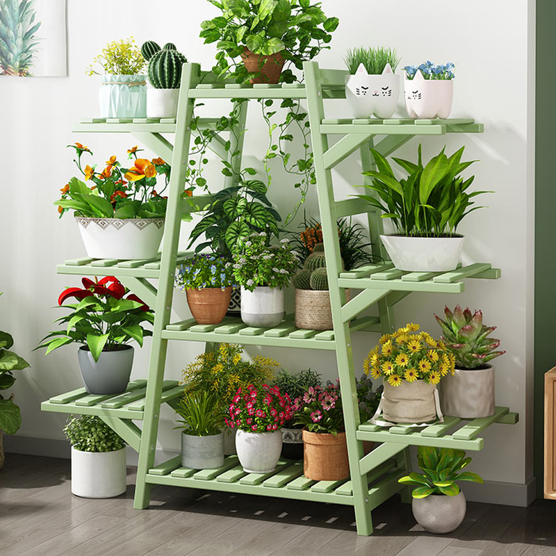 Minimalist Rectangle Multi-Tiered Flower Rack with Composite Wood