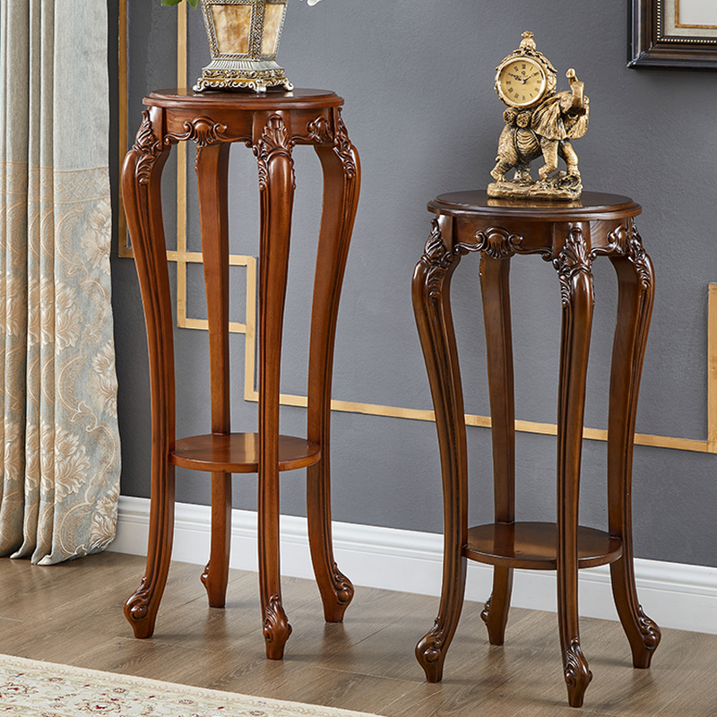 Minimalist Rounded Multi-Tiered Plant Stand Side Table with Natural Wood