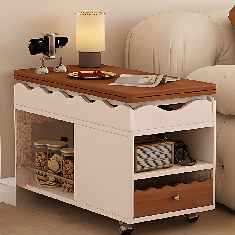 Flexible Height Space-saving Drink Table with Swivel Wheels