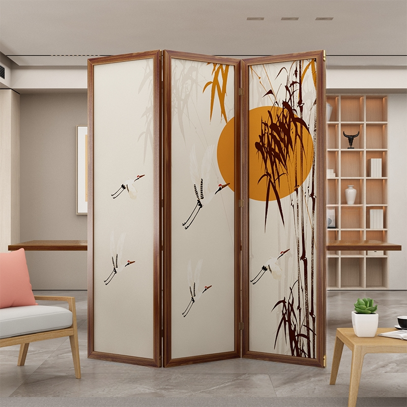 Sepia Room Divider with Translucent Light Filtration, Compact/Single Panel Design, 1/3/4 Panels, Double Sided Print, Gauze Material, and Detached Design