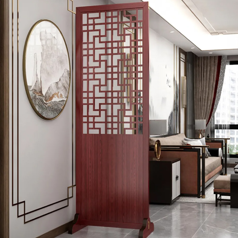 Art Deco Indoor Room Divider with Translucent Single Panel Lumber, Detached Design