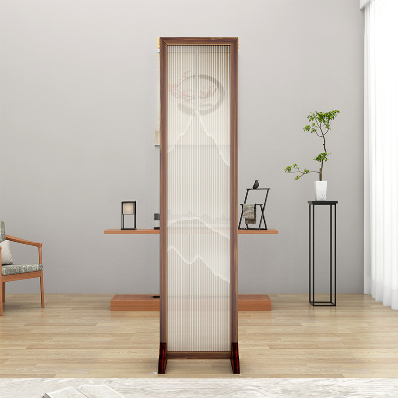 Sepia Translucent Compact/Single Panel Room Divider with 3/1/4 Panels, Double Sided Print, Gauze, Detached