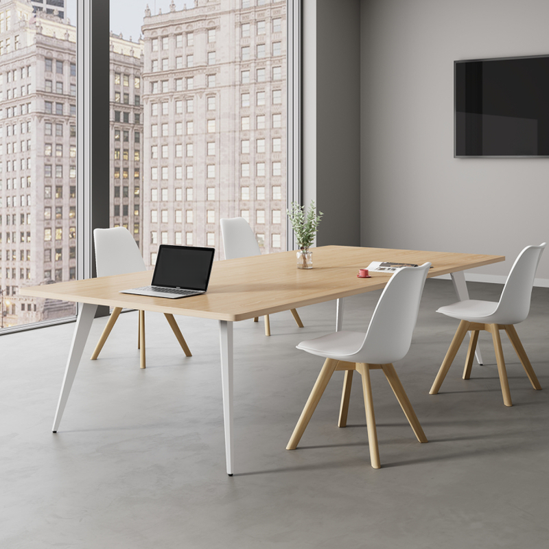 Wood Colour Casual Rectangle Meeting Table for Seats 12+/8 People/10 People with Engineered Wood Tabletop