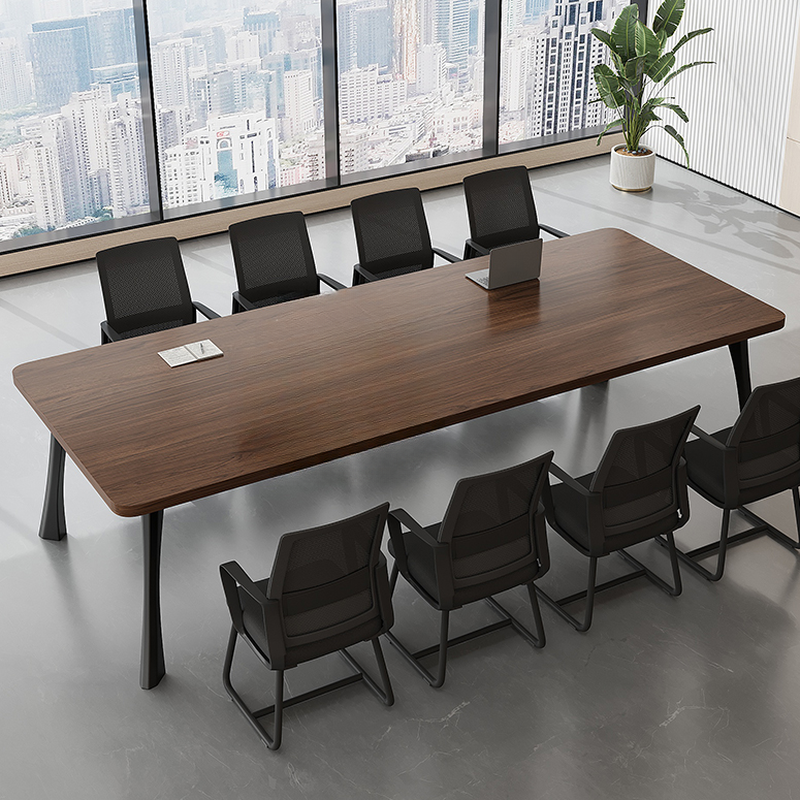 Casual Auburn Rectangle Engineered Wood Meeting Table with Metal Legs for Seats 12+/8 People/6 People