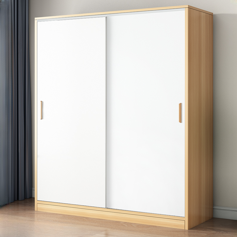 Simple Wooden Self-supporting Wardrobe with Soft Close Door, Interior Shelves, and Hanging Rod