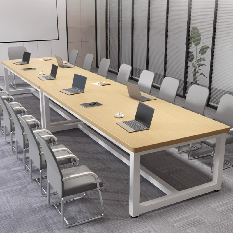Wood Colour Casual Meeting Table with a Rectangular Engineered Wood Top for 6 People