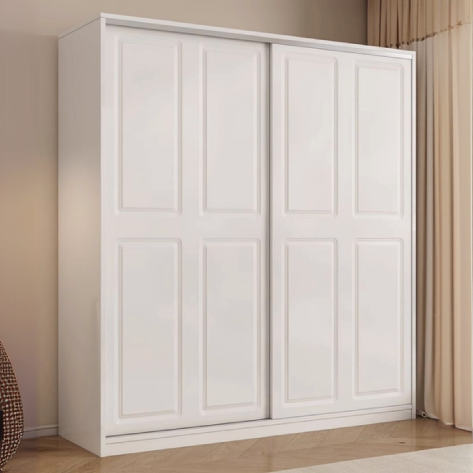 Trendy White Self-supporting Lumber Wardrobe with Soft Close Door and Interior Shelves, Soft Close Drawer Included/Not Included