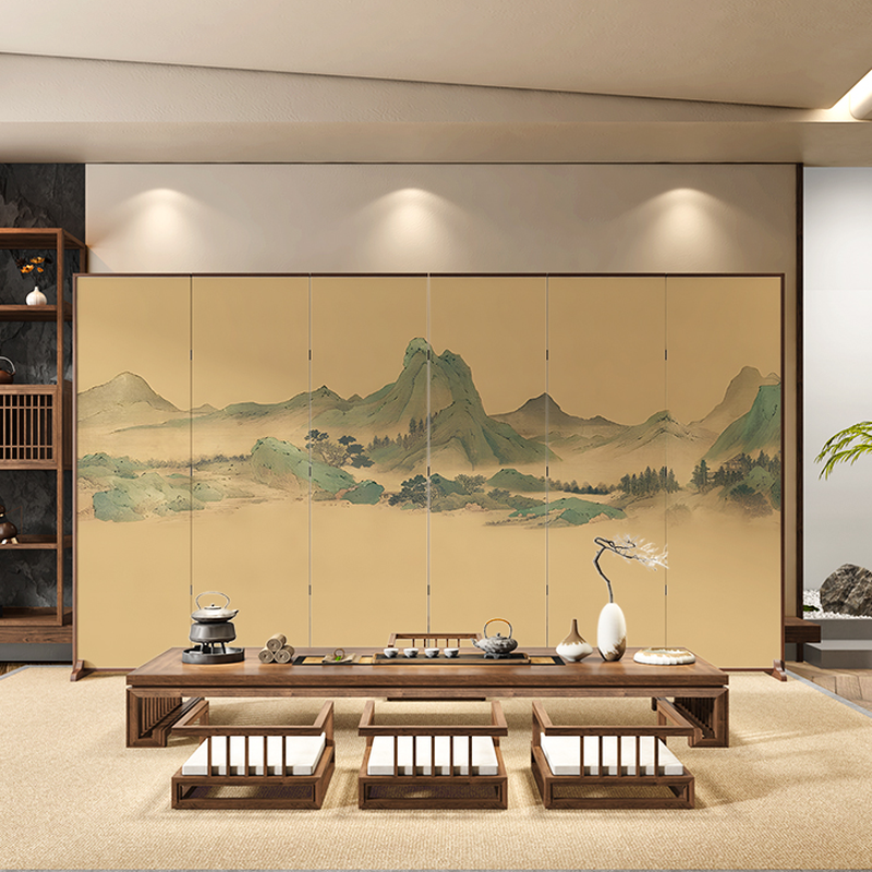 Room Screen: Simple Opaque Pop Up with Pine Wood Frame, 6/5/4 Panels, Double Sided Print, Unfixed