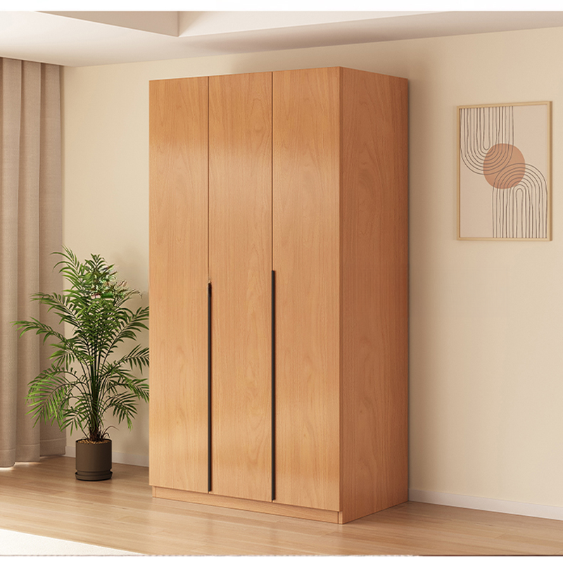 Wood Grain Simple Oak Wood Self-supporting Wardrobe with Soft Close Drawer, Soft Close Door, and Interior Shelves