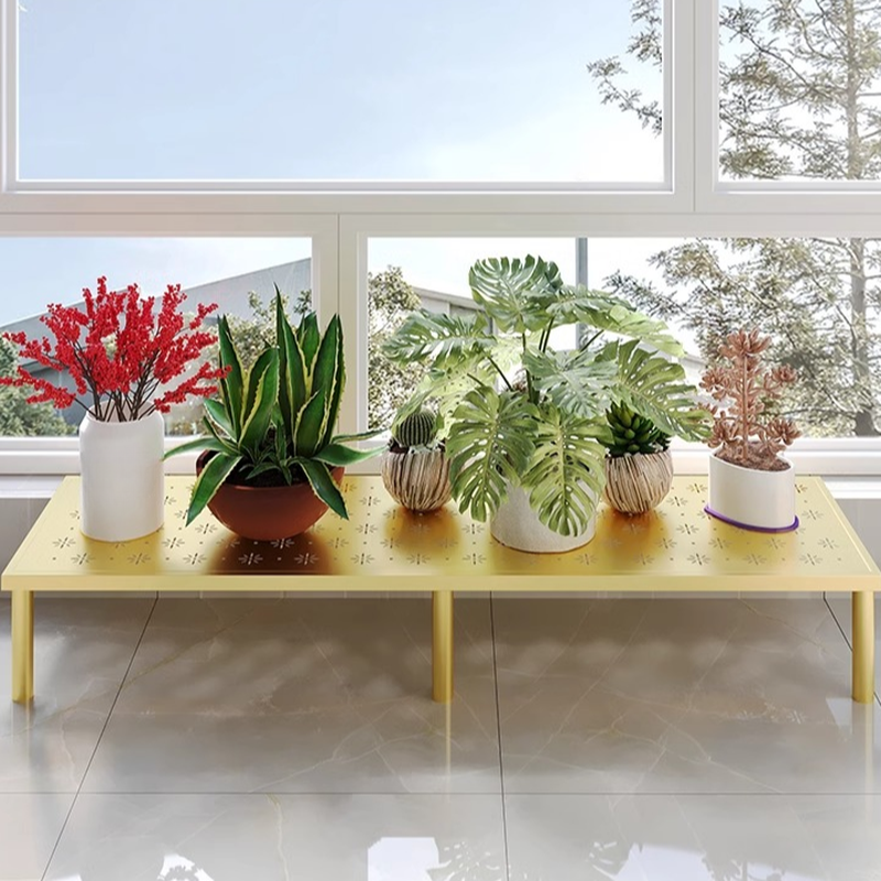 1 Piece Set Metal 1 Tier Rectangle Plant Shelf with 1 Shelf and Legs