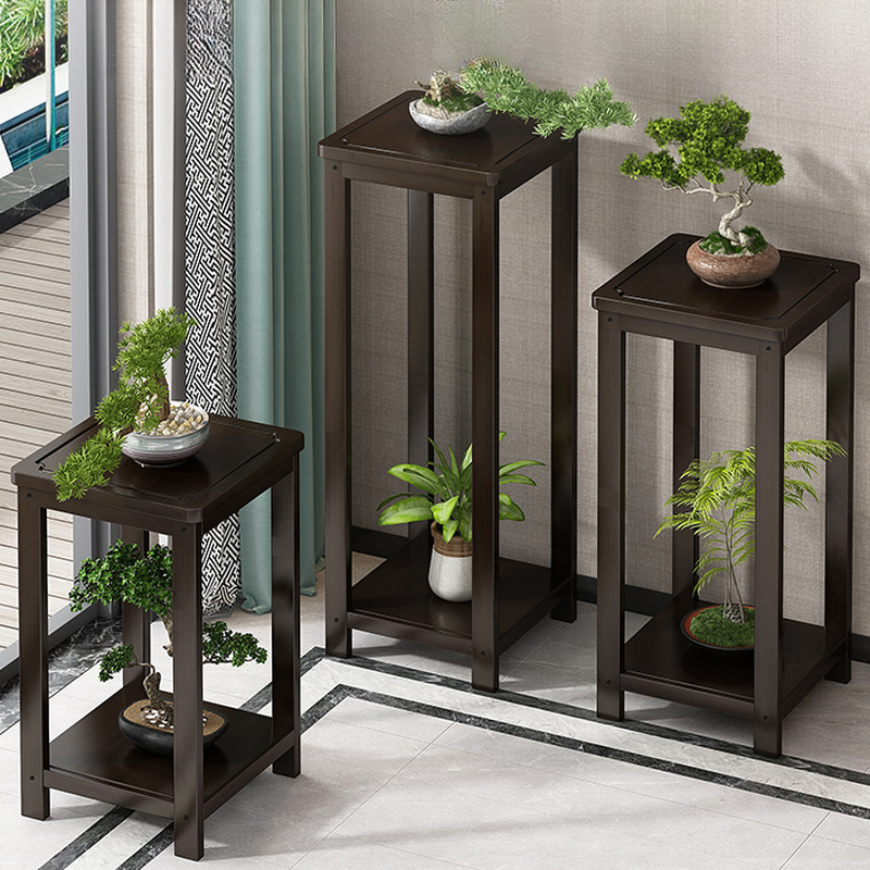 Trendy Square/Rectangle Plant Stand Table with Wooden Top for Ground Installation