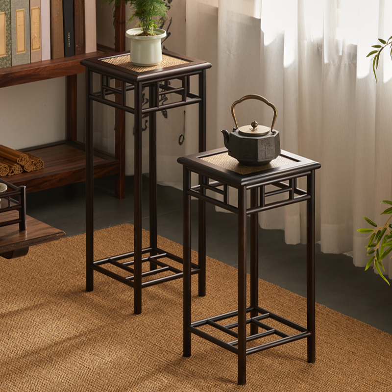 Trendy Square Plant Stand Table with Wooden Top for Ground Installation