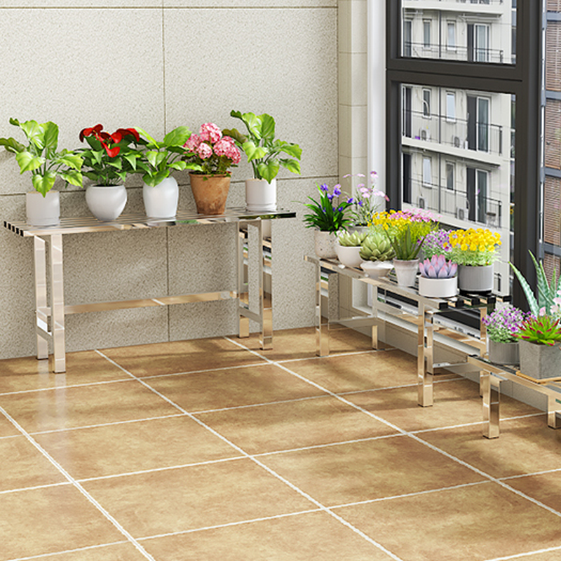 Metallic Trendy Rectangle Plant Holder with Stainless Steel Top for Floor Installation