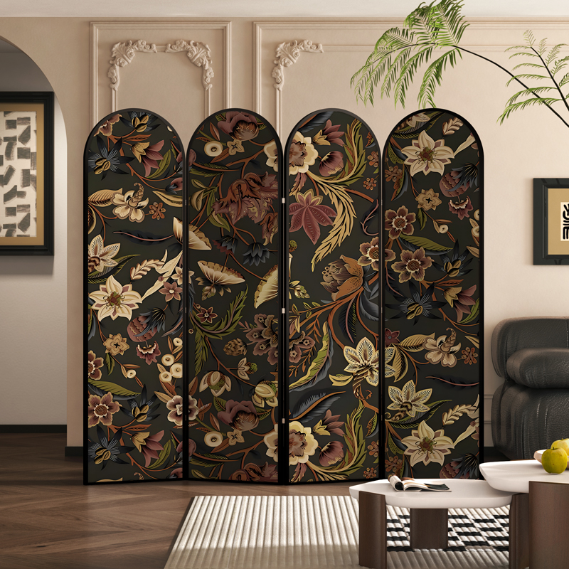 Ink Opaque Alloy Collapsible Wall Separator with 4 Panels, Double Sided Print, and Freestanding Design