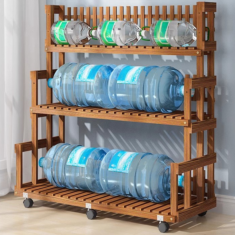 Minimalist Rectangle Flower Rack with Composite Wood Top and Casters