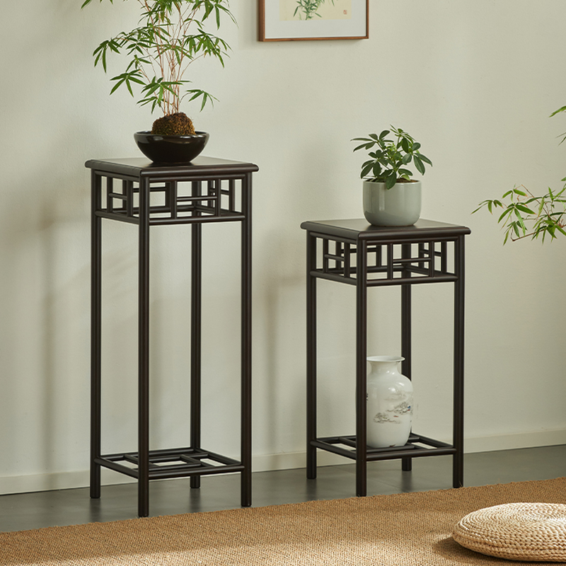 Contemporary Square Wooden Plant Stand Table for Ground Installation