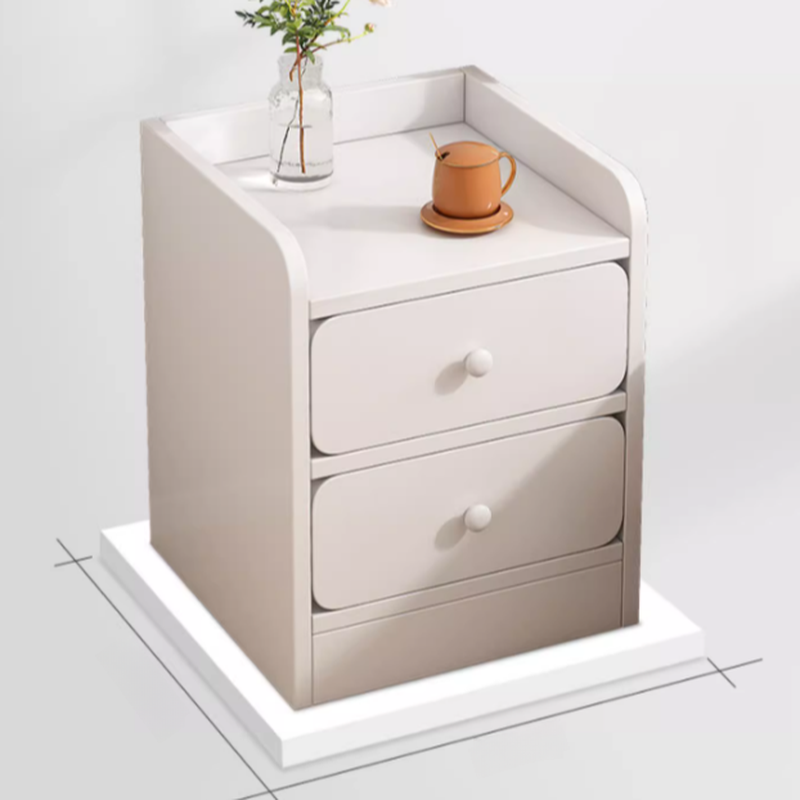 Chalk/Natural Colour Simplistic Open Nightstand with 2 Shelves/4 Shelves/3 Shelves and Wood Countertop