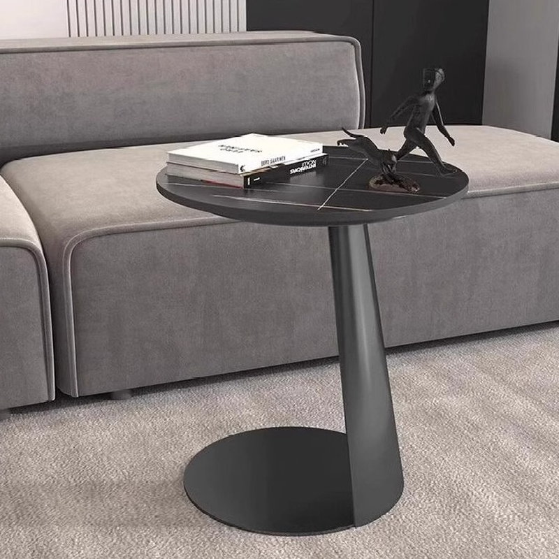 Modern Simple Style Drink Table Only with Stone Pedestal Base in Circular Shape