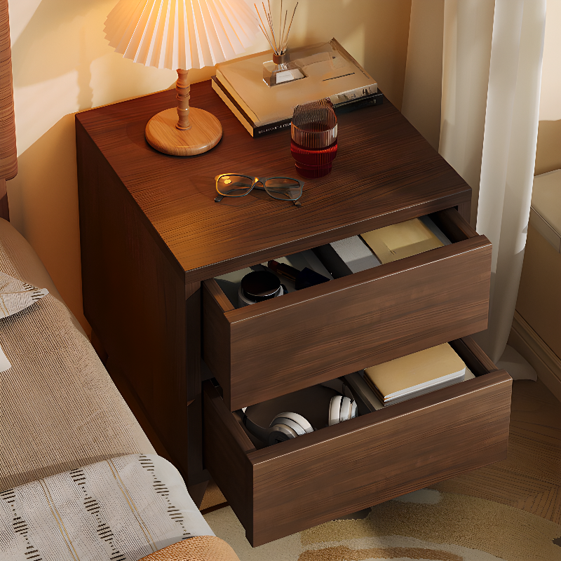 Simplistic Drawer Storage Bedside Table with 3 Drawers/2 Drawers, Laminate Countertop, and Leg