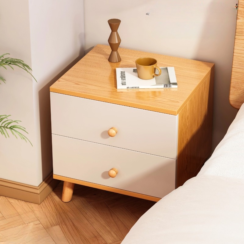 Natural Colour Simplistic Wood Drawer Storage Bedside Table