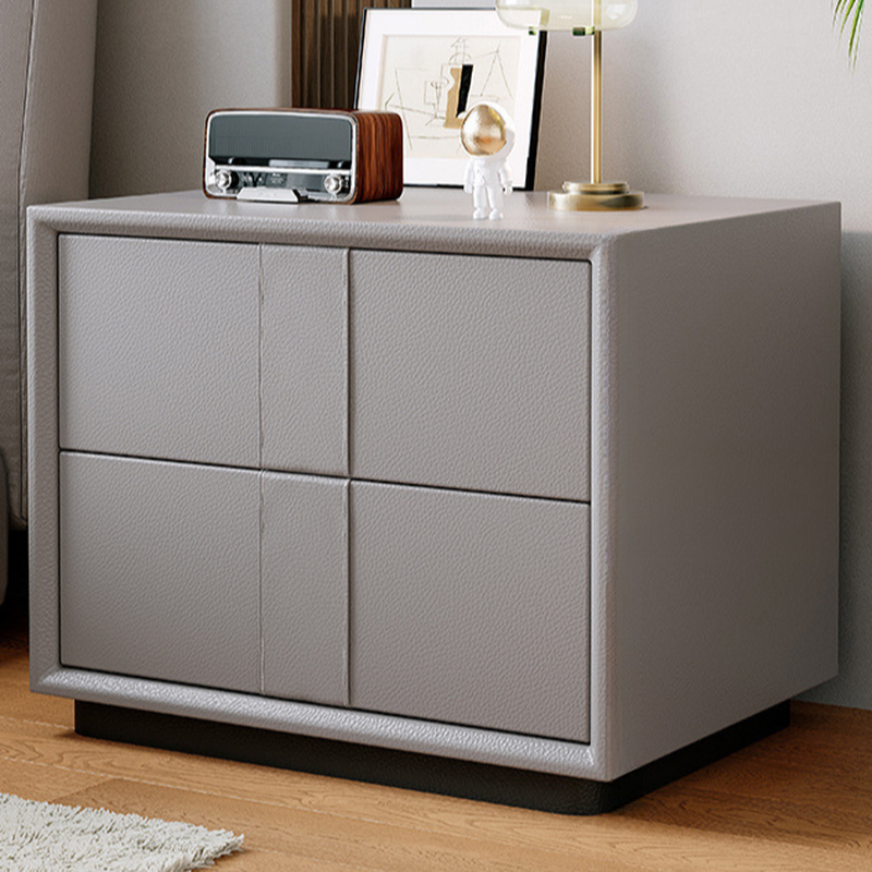 Simplistic Artificial Leather Drawer Storage Bedside Table