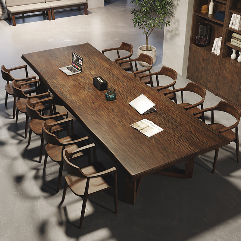 Brown Genuine Wood Rectangular Conference Table for Seats 12+/8-seater/12-person Seating in a Modern Simple Style