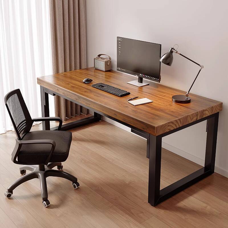 Rectangular Lumber Desk with Cocoa/Wood Colour Sleighing Base for Home Office