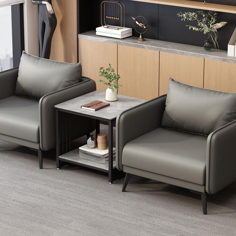 Simple Chairside Table Only with Stone Top and Sledging Base in Rectangle/Square Shape with Shelf